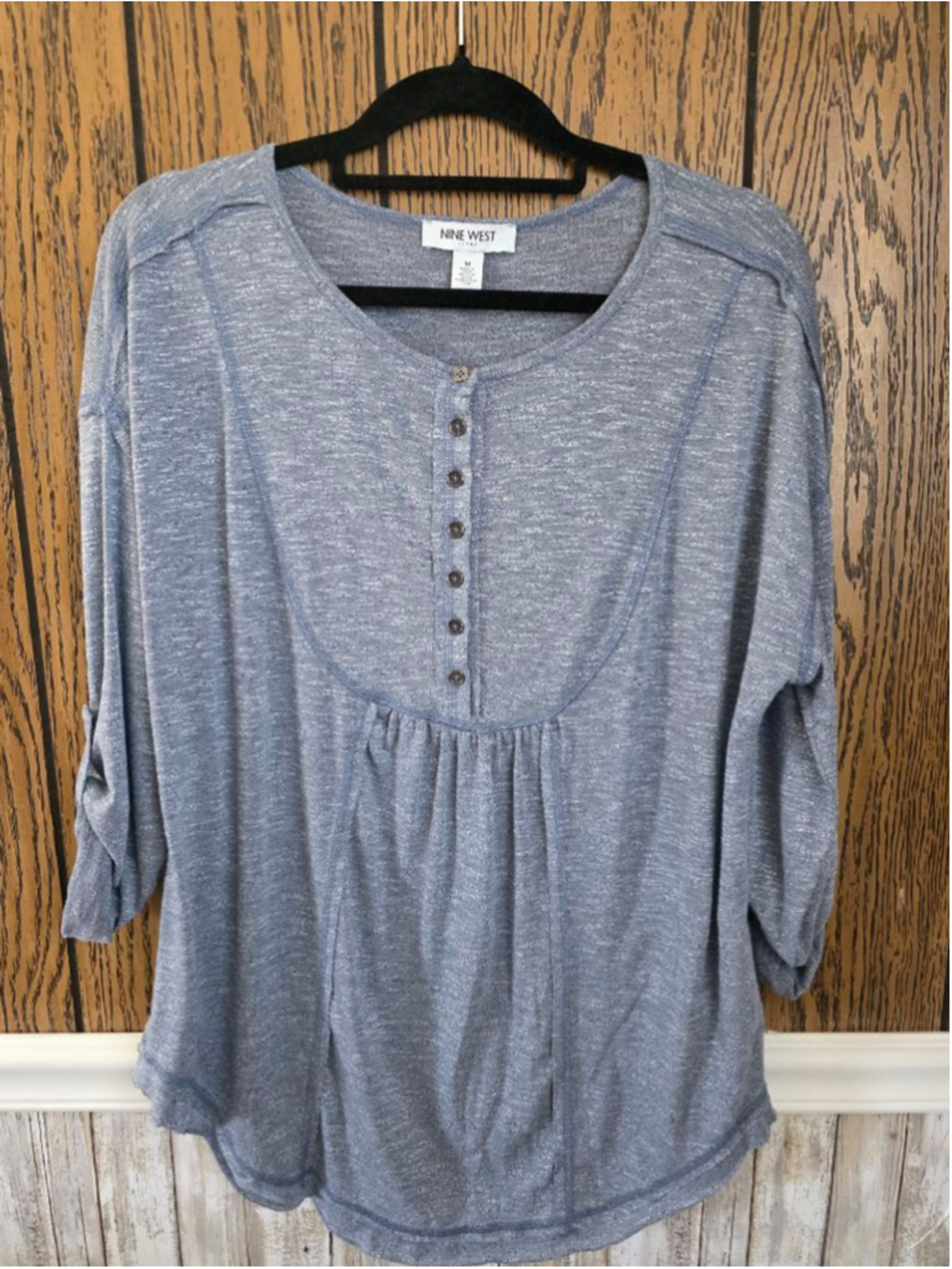 Women's Nine West Blue Tunic Top M - Picture 3 of 7